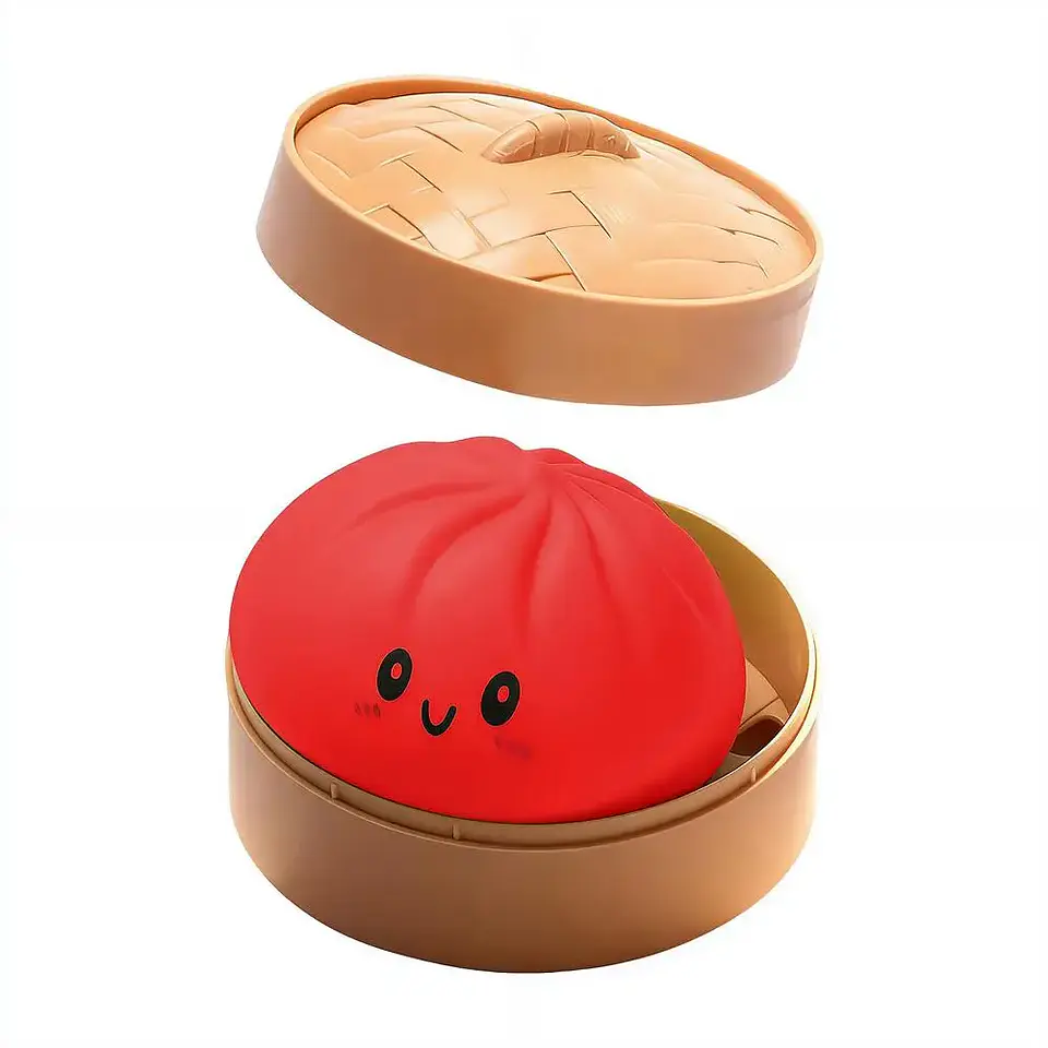 Realistic Giant Dumpling Squeeze Toy with Bamboo Steamer Soft TPR Dough Ball Decompression Fidget Toy Funny Creative Gift 13