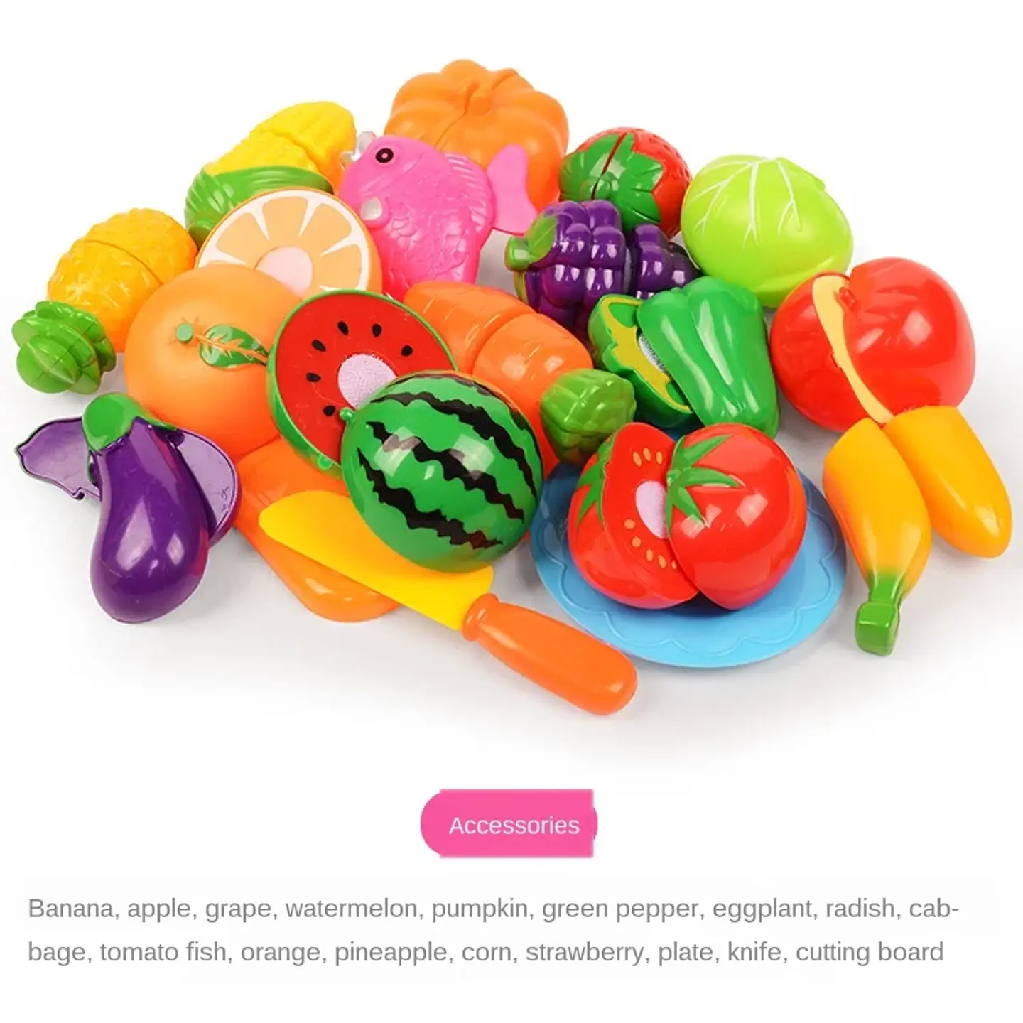 6/10/13/24Pcs Kitchen Fun Cutting Fruits and Vegetables Food Play House Set Puzzle Education Toys For Kids Boys Girls Xmas Gifts 9