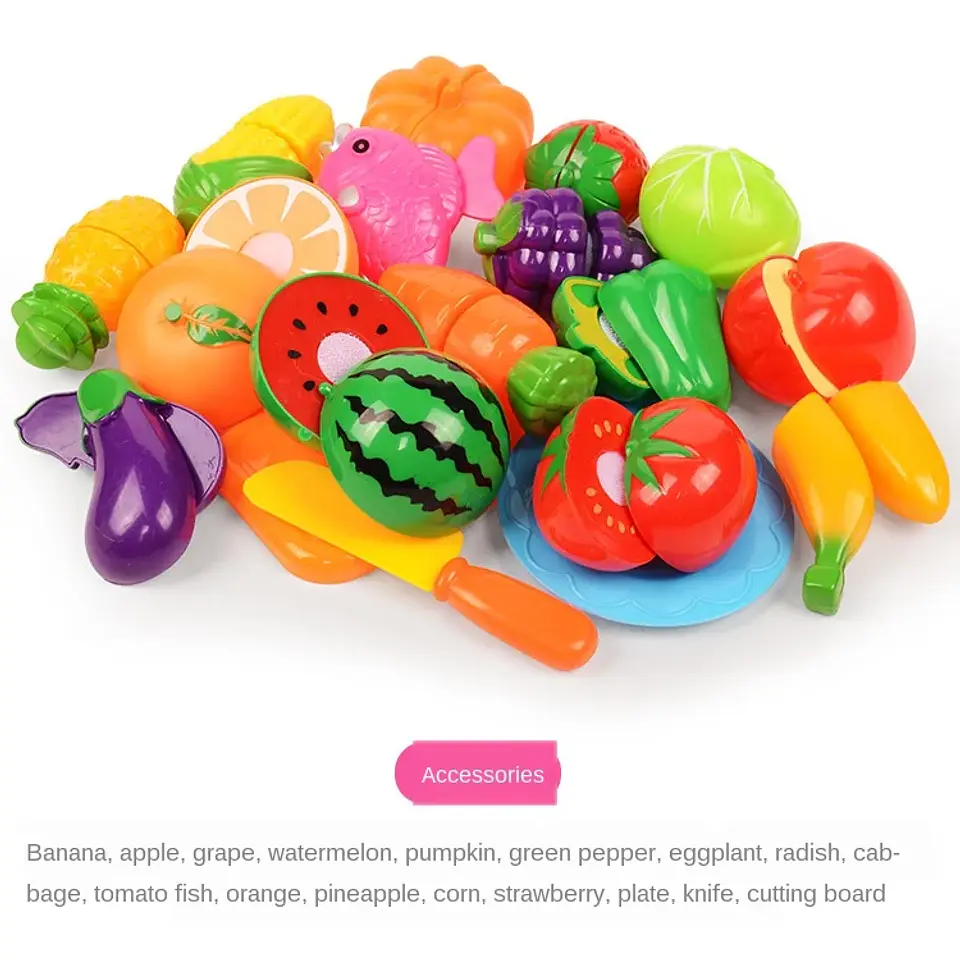 6/10/13/24Pcs Kitchen Fun Cutting Fruits and Vegetables Food Play House Set Puzzle Education Toys For Kids Boys Girls Xmas Gifts 9