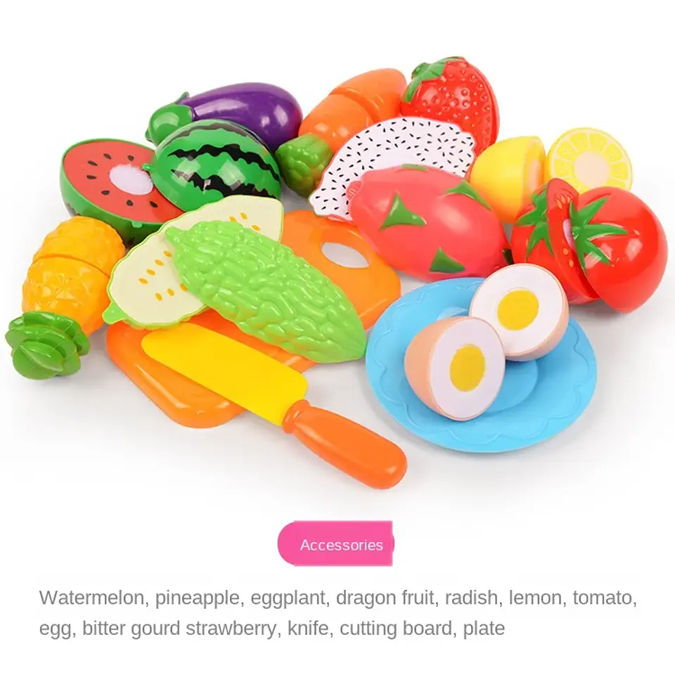6/10/13/24Pcs Kitchen Fun Cutting Fruits and Vegetables Food Play House Set Puzzle Education Toys For Kids Boys Girls Xmas Gifts 10