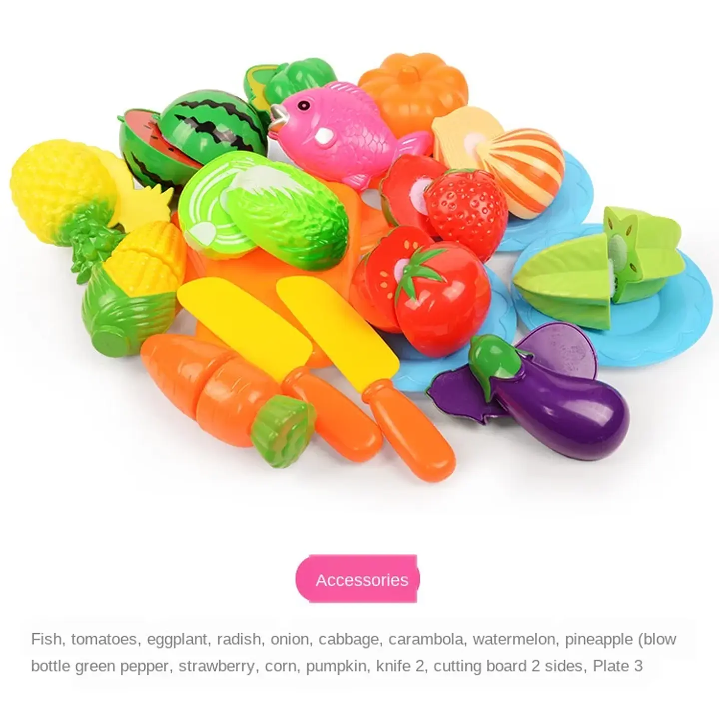 6/10/13/24Pcs Kitchen Fun Cutting Fruits and Vegetables Food Play House Set Puzzle Education Toys For Kids Boys Girls Xmas Gifts 11