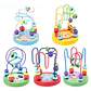 Baby Montessori Educational Math Toy Kids Circles Bead Wire Maze Roller Coaster for Children Montessori Wooden Toys Wood Puzzles - Thumbnail 1