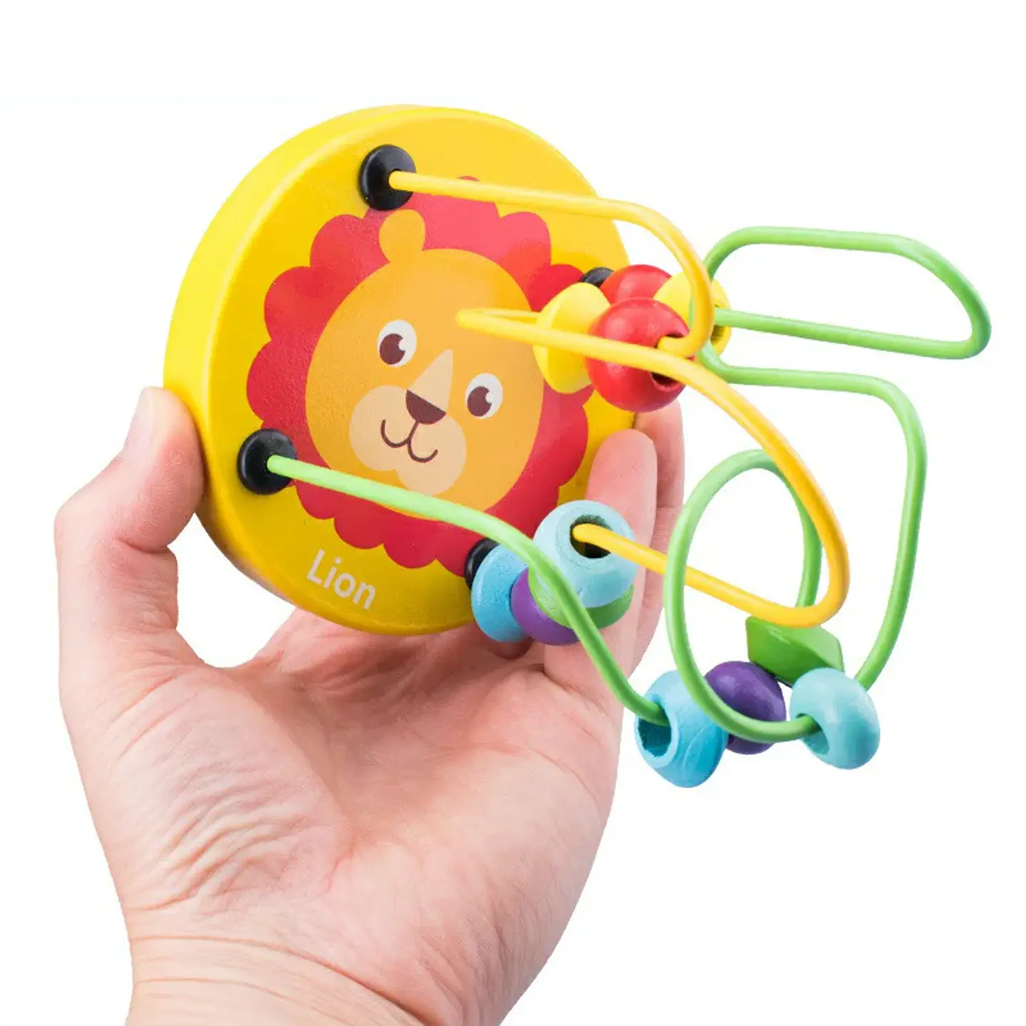 Baby Montessori Educational Math Toy Kids Circles Bead Wire Maze Roller Coaster for Children Montessori Wooden Toys Wood Puzzles 3