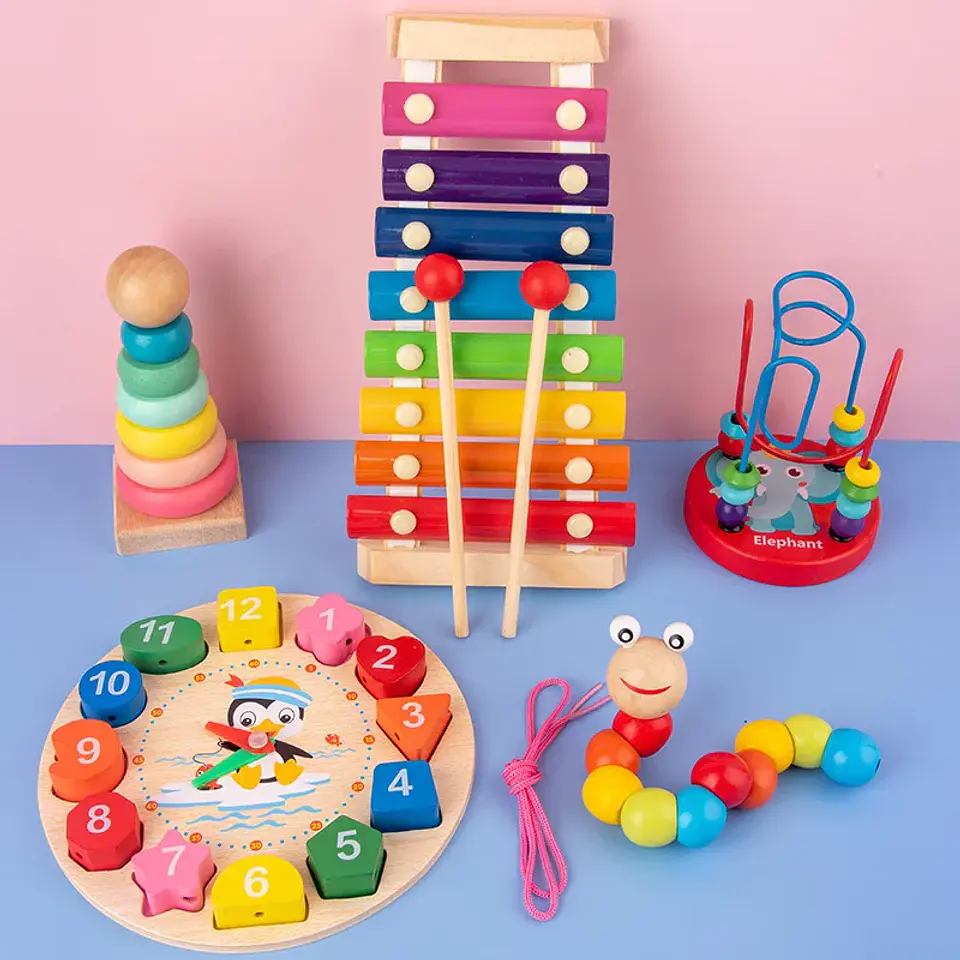 Montessori Baby Toys Kids 3D Wooden Puzzles Early Learning Baby Games Toys Educational Wooden Toys For Children Birthday Gifts 3