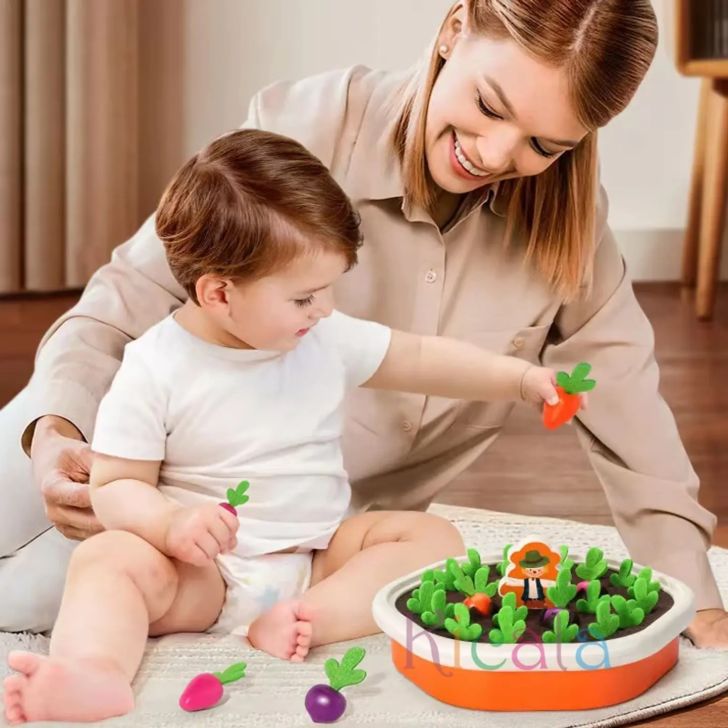 Baby Montessori Toys For Toddler Toys Educational Colorful Shape Toy Pull Carrot Set Counting Discouvery Toys For Kids Learning 3