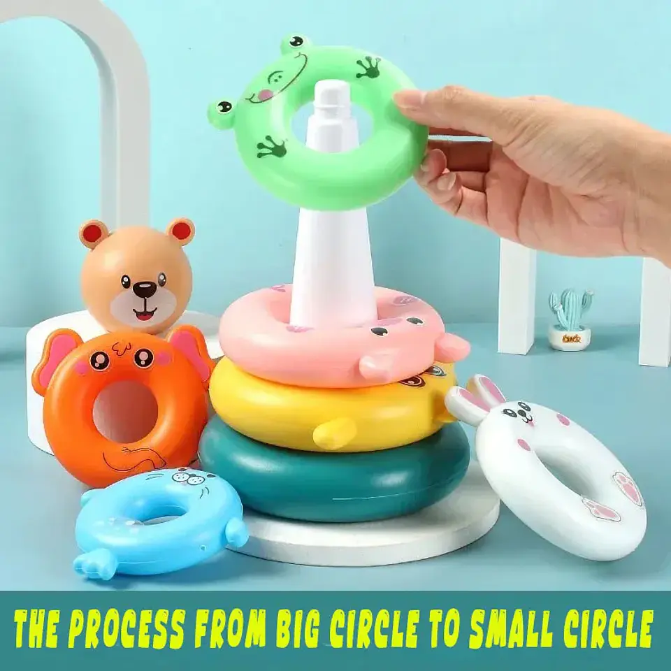 New Baby Toys 0-12 Montns Puzzle Pyramid Tower Cup Stacking Toys Montessori Educational Beach Kids Pool Bathtub Toy Kids Gift 3