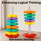 Baby Rotating Rainbow Tower Montessori Stacking Puzzle Toys Safety Early Educational Children's Toys Christmas Birthday Gifts - Thumbnail 5