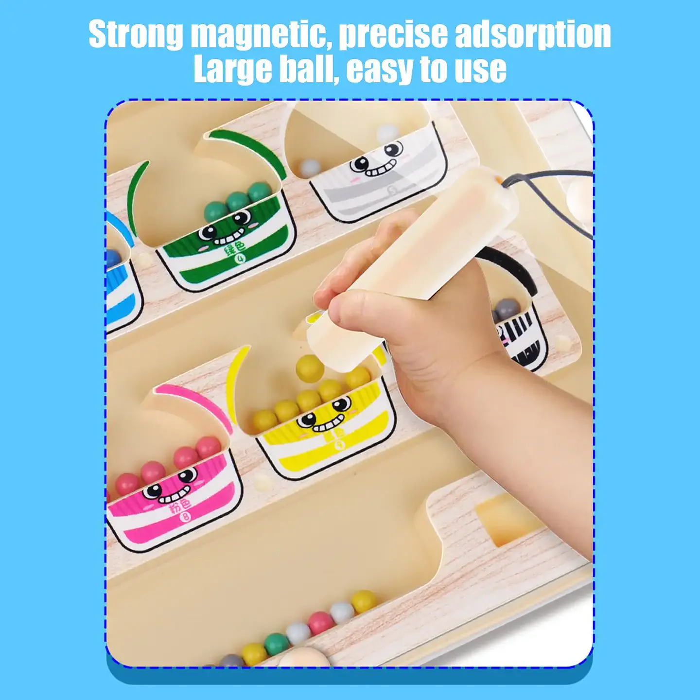 Montessori Magnetic Color Sorting Maze Number Maze Toys Wooden Puzzle Activity Board Fine Motor Toys for Toddlers Boys Girls 5