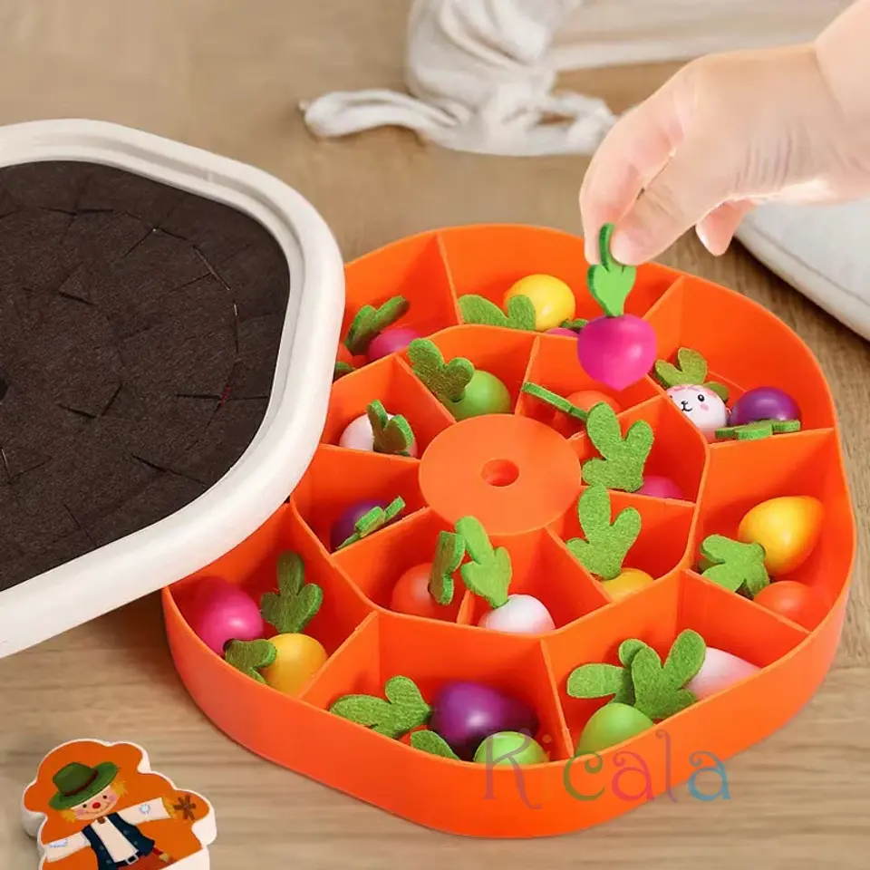 Baby Montessori Toys For Toddler Toys Educational Colorful Shape Toy Pull Carrot Set Counting Discouvery Toys For Kids Learning 5
