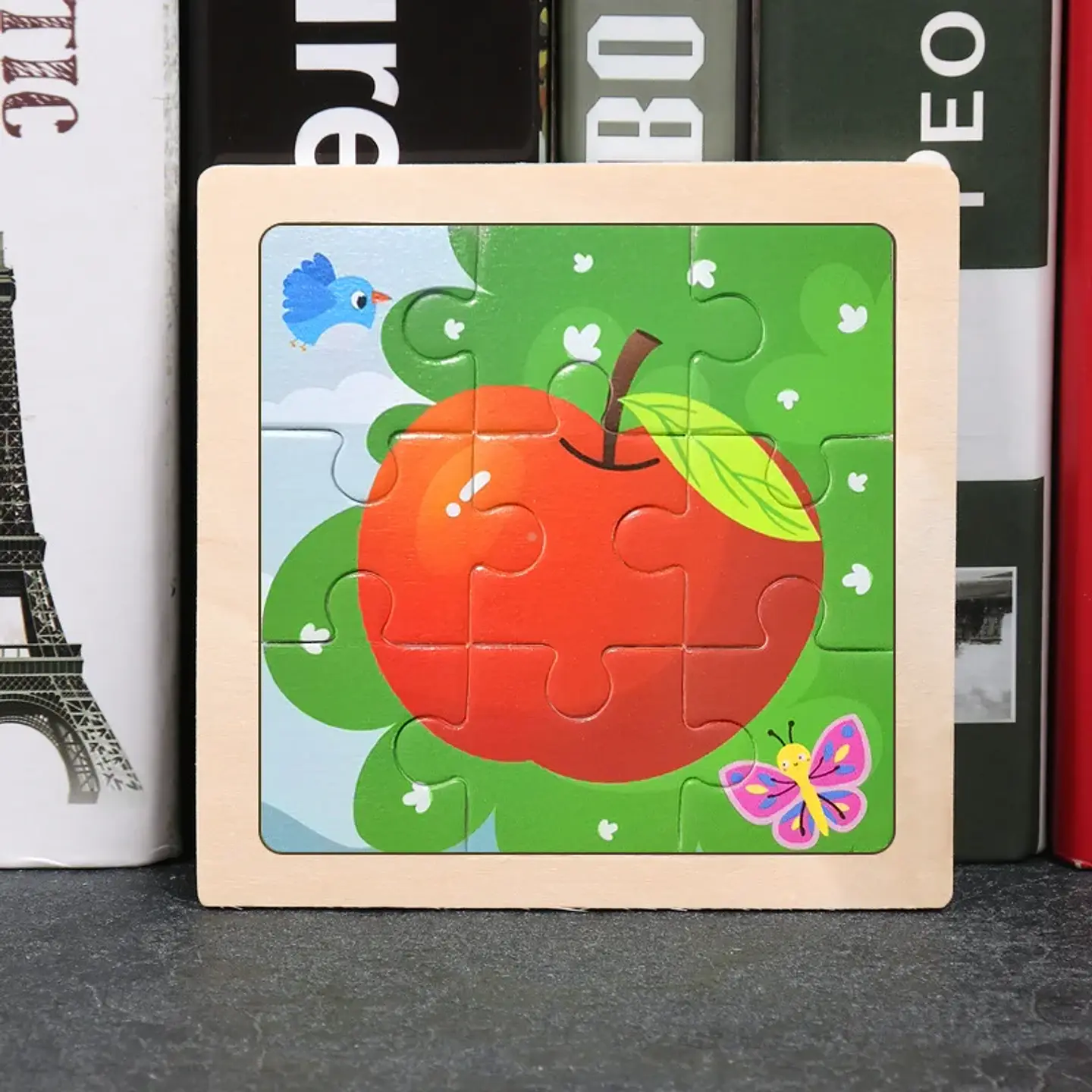 11x11cm Baby Montessori Toys Wooden Puzzle Cartoon Animal Fruit Vehicle 3d Puzzle Game Educational Jigsaw Toys For Children 5