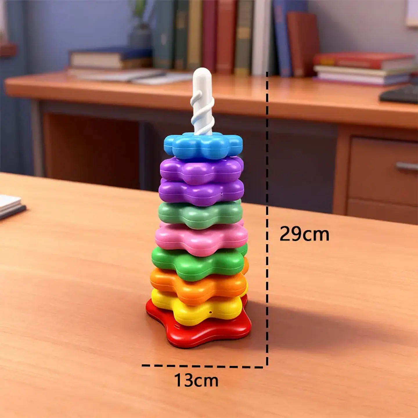 Baby Rotating Rainbow Tower Montessori Stacking Puzzle Toys Safety Early Educational Children's Toys Christmas Birthday Gifts 6