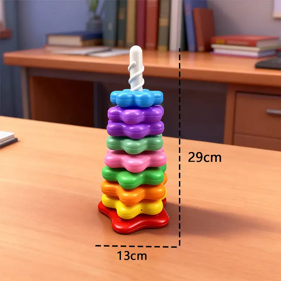 Baby Rotating Rainbow Tower Montessori Stacking Puzzle Toys Safety Early Educational Children's Toys Christmas Birthday Gifts 6