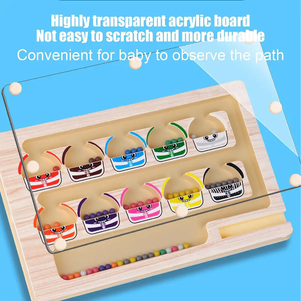 Montessori Magnetic Color Sorting Maze Number Maze Toys Wooden Puzzle Activity Board Fine Motor Toys for Toddlers Boys Girls 6