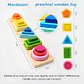 Montessori Wood Toys for Kids Wooden Sorting Stacking Toys for Baby Toddlers Educational Shape Color Sorter Preschool Kids Gifts - Thumbnail 3