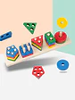 Montessori Wood Toys for Kids Wooden Sorting Stacking Toys for Baby Toddlers Educational Shape Color Sorter Preschool Kids Gifts - Thumbnail 4