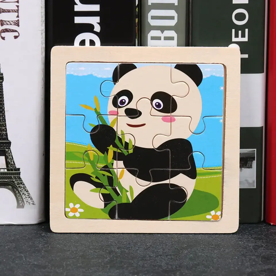 11x11cm Baby Montessori Toys Wooden Puzzle Cartoon Animal Fruit Vehicle 3d Puzzle Game Educational Jigsaw Toys For Children 8