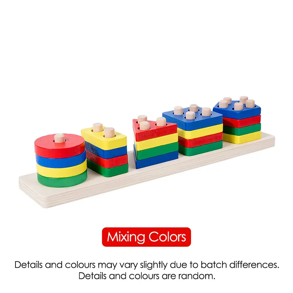 Montessori Wood Toys for Kids Wooden Sorting Stacking Toys for Baby Toddlers Educational Shape Color Sorter Preschool Kids Gifts 7