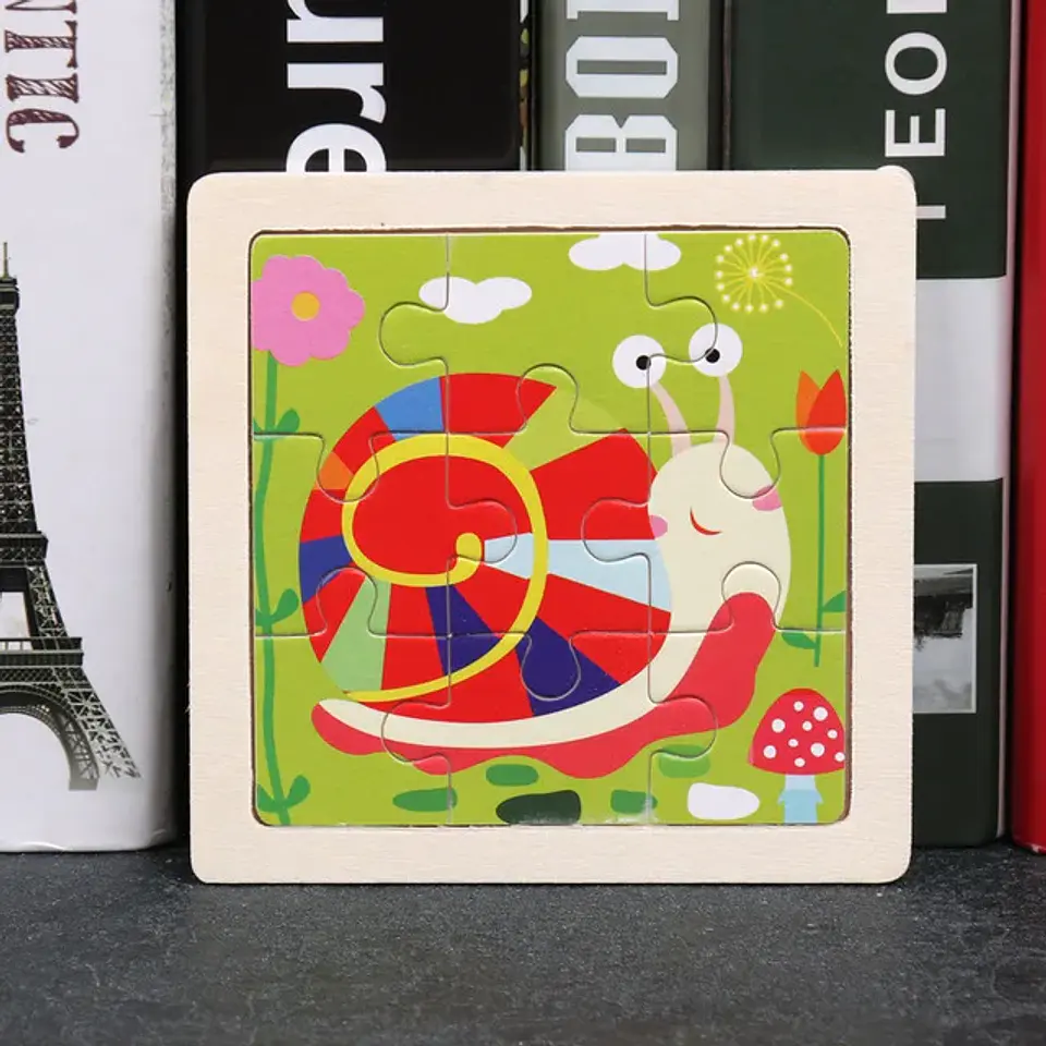 11x11cm Baby Montessori Toys Wooden Puzzle Cartoon Animal Fruit Vehicle 3d Puzzle Game Educational Jigsaw Toys For Children 10