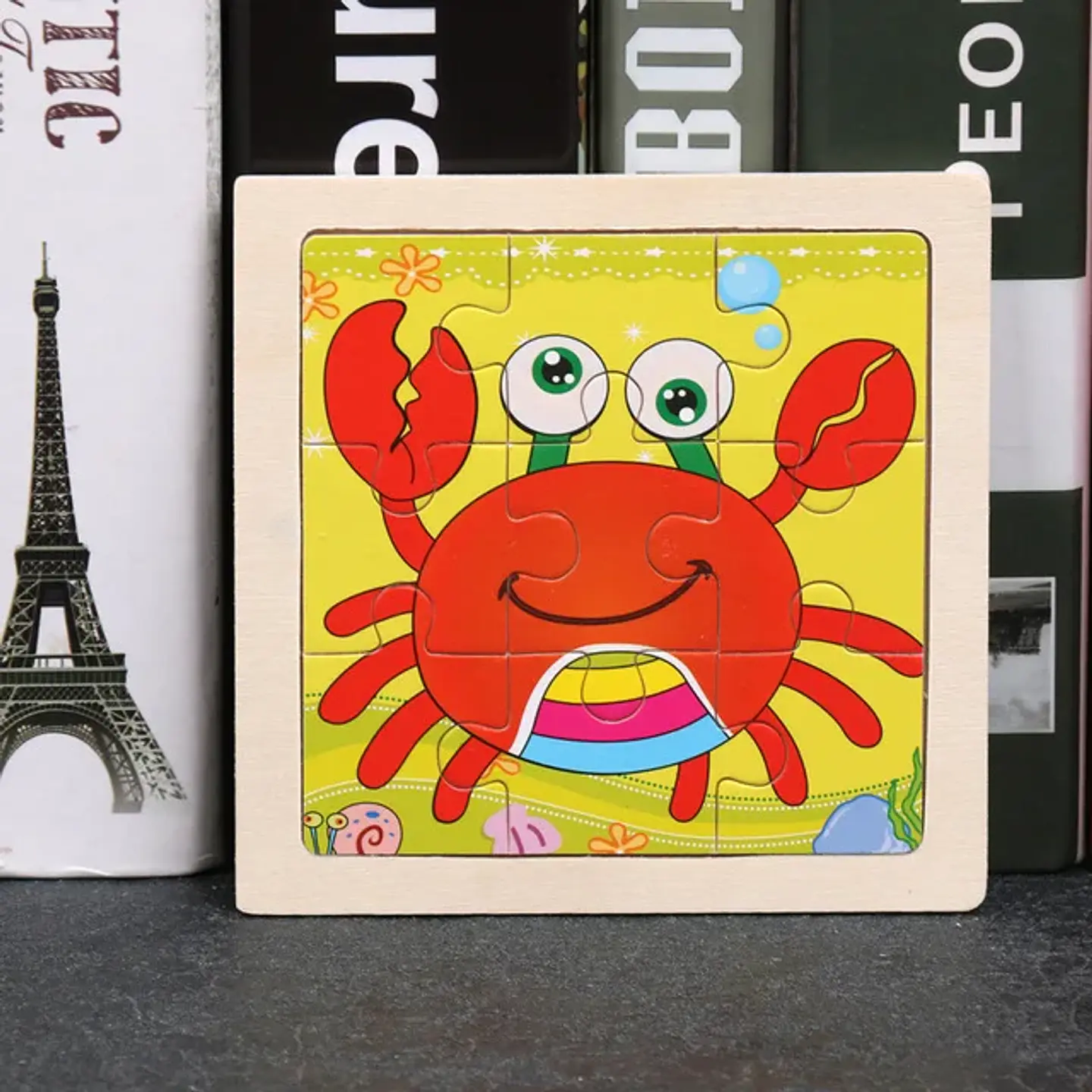 11x11cm Baby Montessori Toys Wooden Puzzle Cartoon Animal Fruit Vehicle 3d Puzzle Game Educational Jigsaw Toys For Children 12