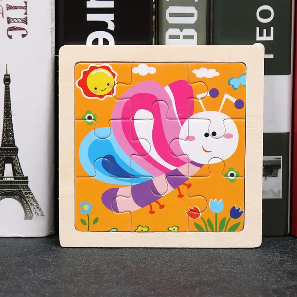 11x11cm Baby Montessori Toys Wooden Puzzle Cartoon Animal Fruit Vehicle 3d Puzzle Game Educational Jigsaw Toys For Children 13