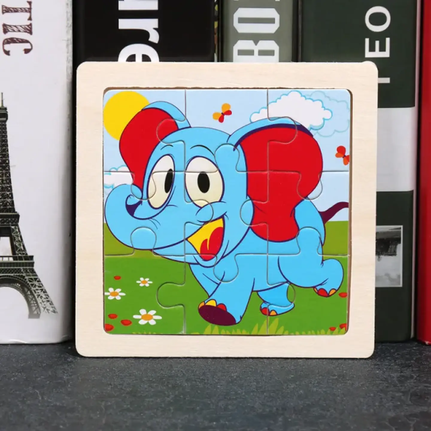 11x11cm Baby Montessori Toys Wooden Puzzle Cartoon Animal Fruit Vehicle 3d Puzzle Game Educational Jigsaw Toys For Children 17