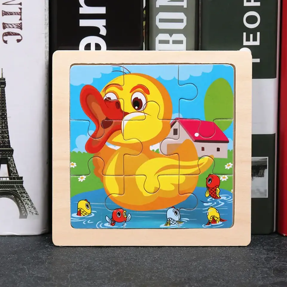 11x11cm Baby Montessori Toys Wooden Puzzle Cartoon Animal Fruit Vehicle 3d Puzzle Game Educational Jigsaw Toys For Children 19