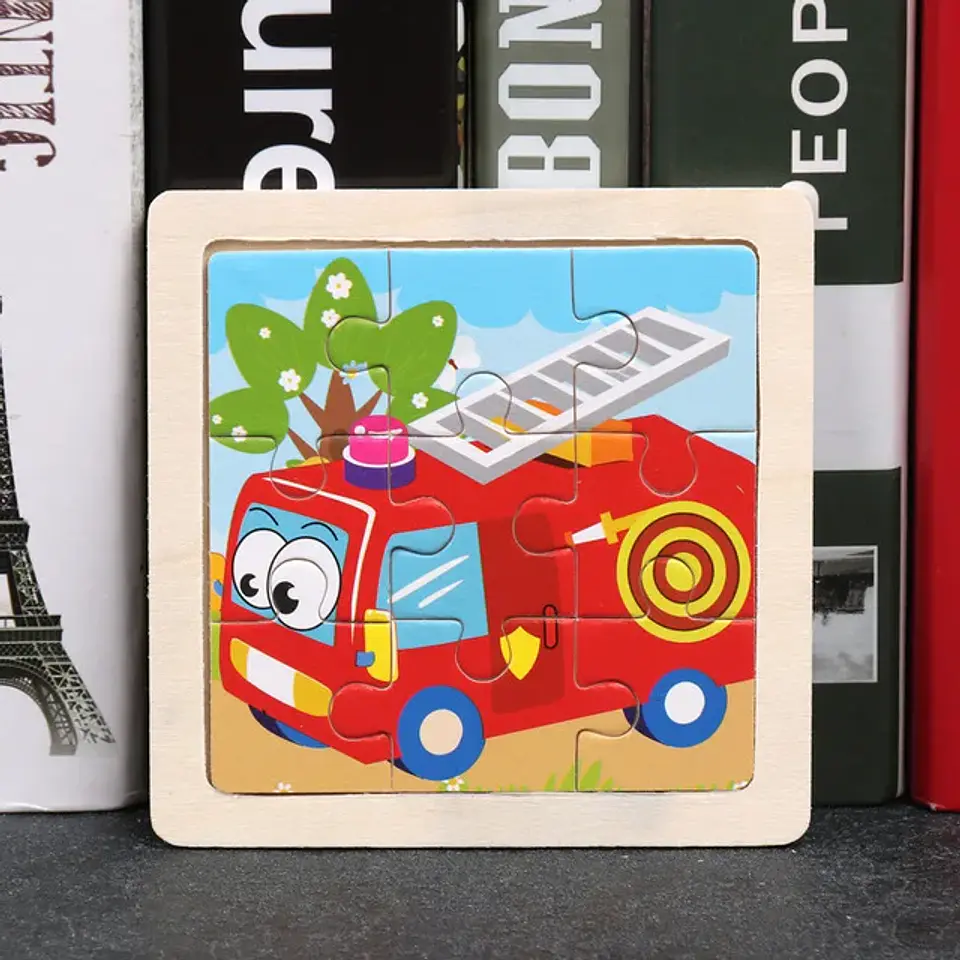 11x11cm Baby Montessori Toys Wooden Puzzle Cartoon Animal Fruit Vehicle 3d Puzzle Game Educational Jigsaw Toys For Children 22