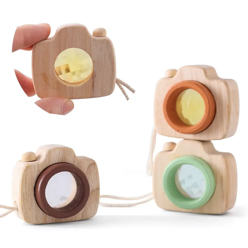 Montessori Baby Toys Education Wooden Blocks Toys for Kids Montessori Education Building Blocks Children Mini Camera Wooden Toys 1
