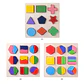 Wooden Geometric Shapes Montessori Puzzle Sorting Math Bricks Preschool Learning Educational Game Baby Toddler Toys for Children - Thumbnail 2