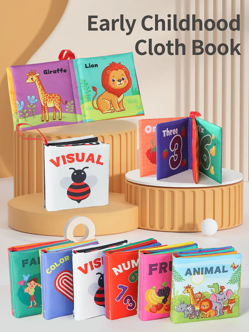 Montessori Preschool Cloth Book - Early Education Interactive Learning Toy - Anti-tear Washable - Perfect Gift for 0-3-year-old 1