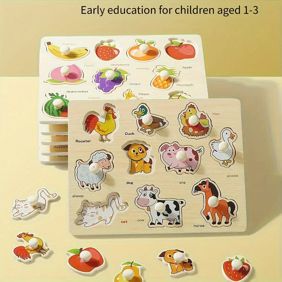 Montessori early education geometry beginner puzzle board, hand-held fixed board puzzle development, puzzle block shape matching 1