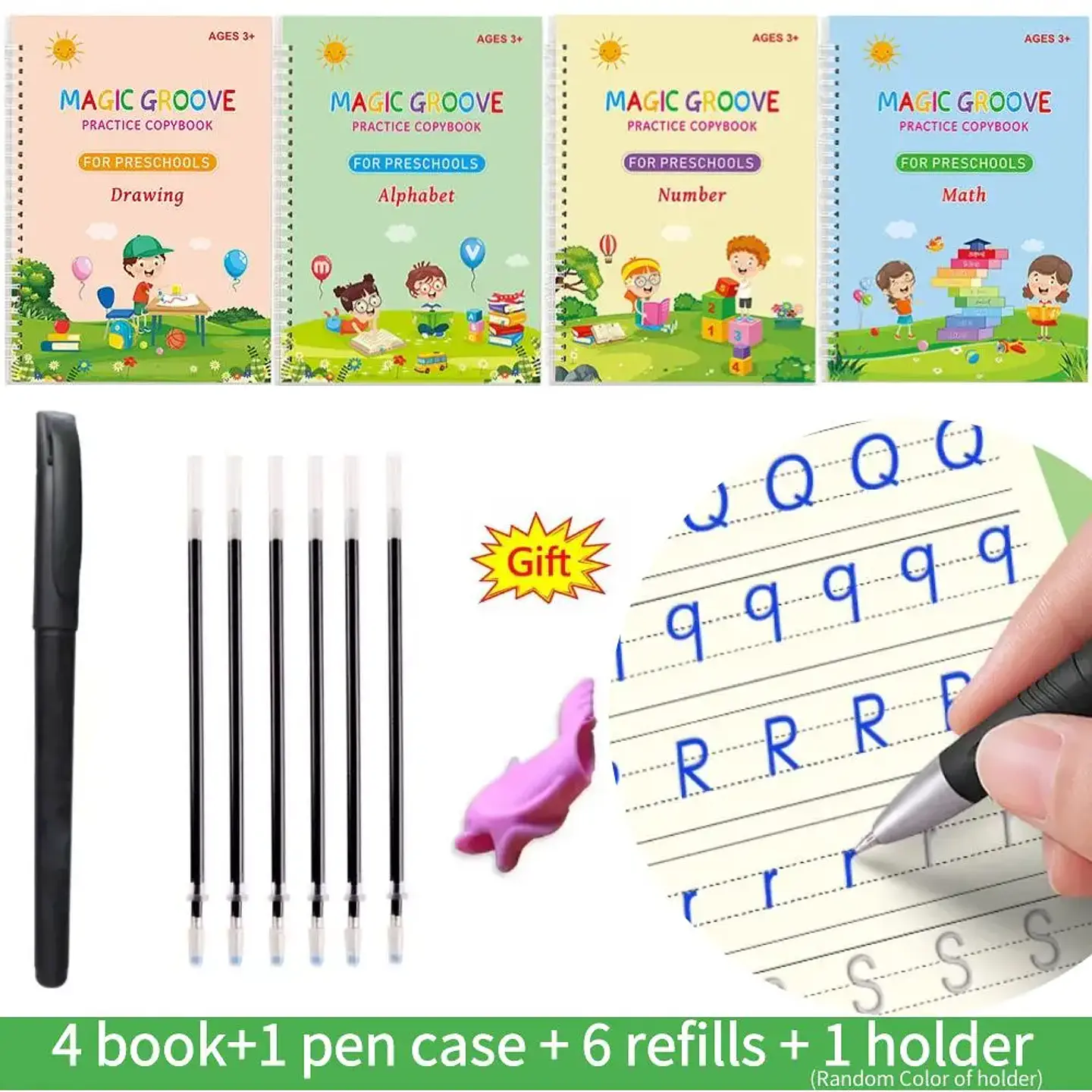 Montessori Writing Practice Book for Kids Learn Letters Numbers Calligraphy with Groove Magic Exercises Ideal Handwriting Skills 6