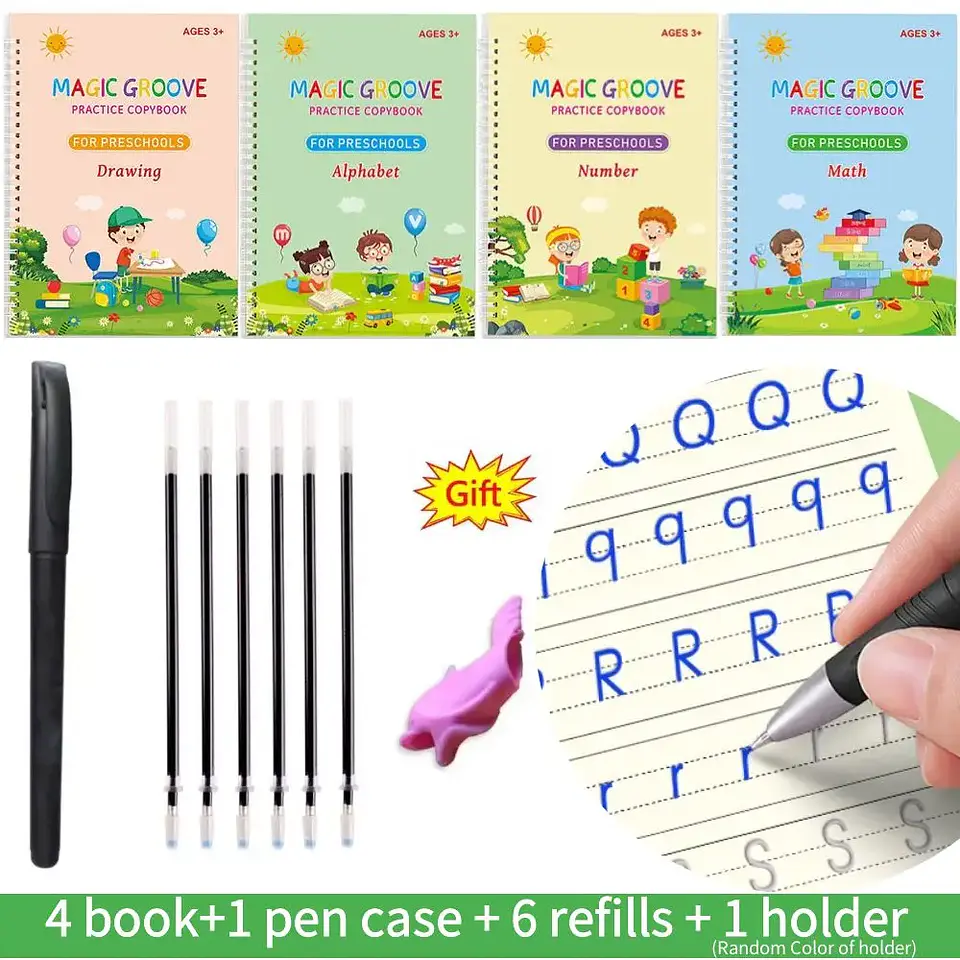 Montessori Writing Practice Book for Kids Learn Letters Numbers Calligraphy with Groove Magic Exercises Ideal Handwriting Skills 6