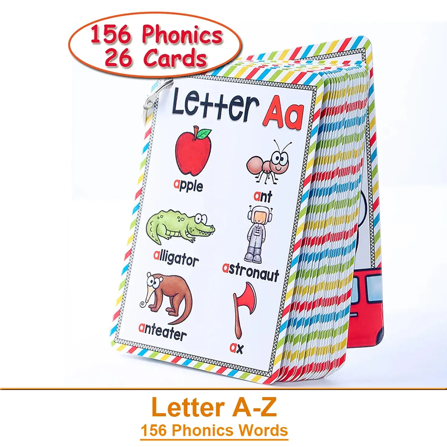 Montessori A - Z English Alphabet Cards with Phonics Words, Ideal for Early Development Educational Toys for Kids Teaching Aids 1