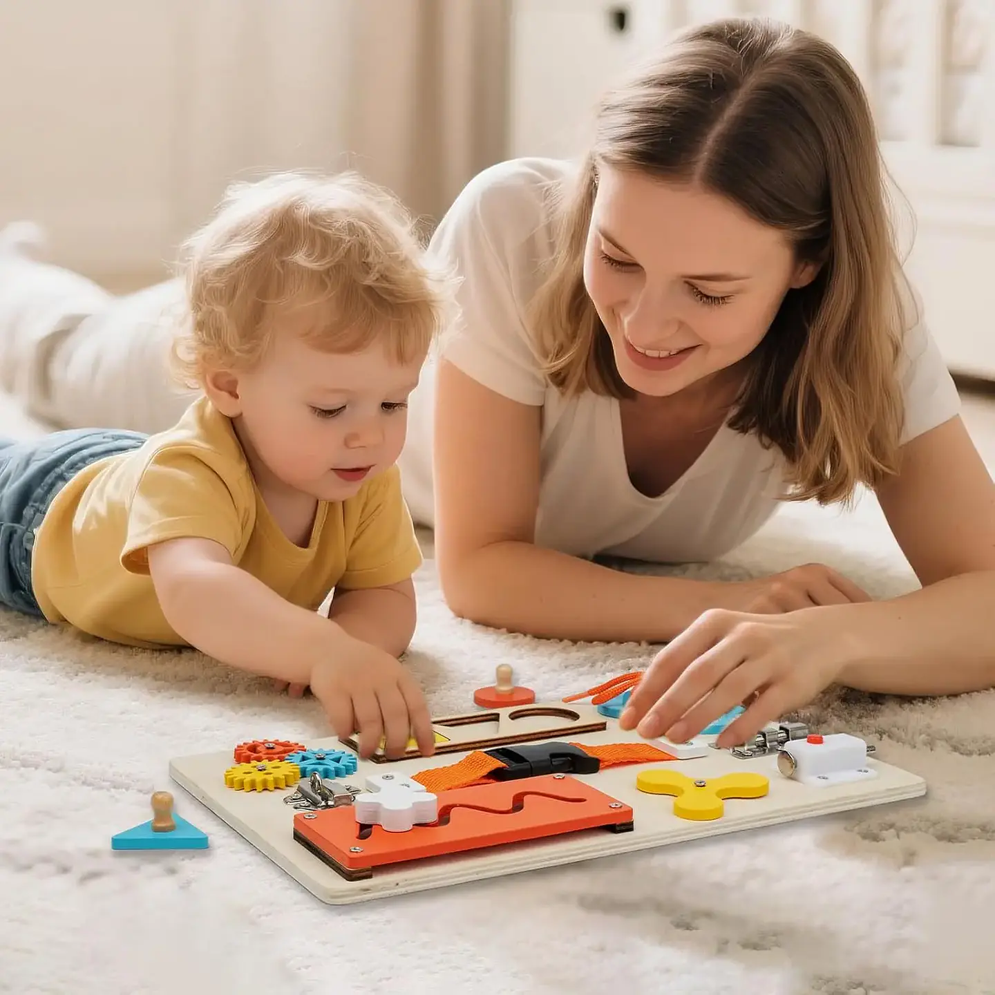 Montessori Busy Board for Toddlers Wooden Activity Sensory Board for Fine Motor Skills Travel Educational Learning  Toys for Kid 2