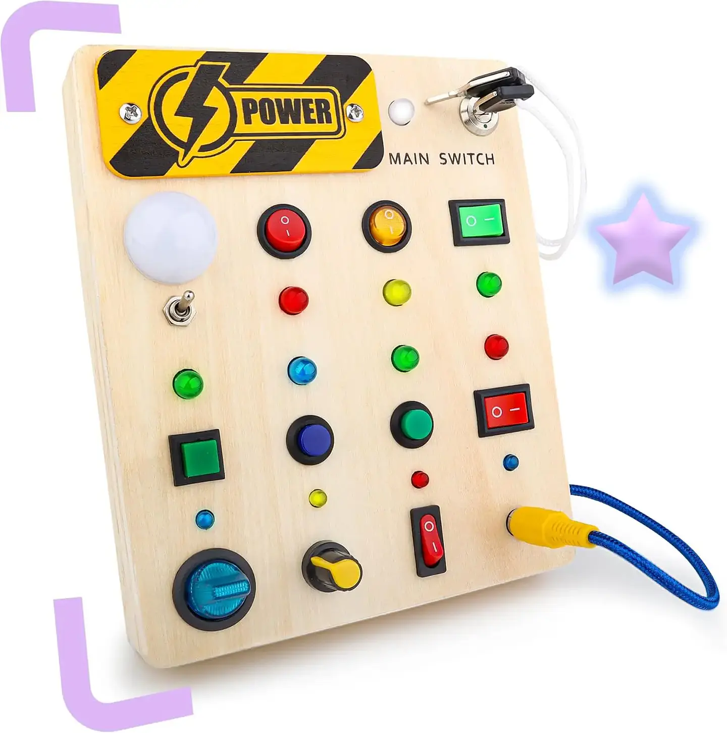 Montessori Busy Board With Switch Control Wooden Toddler Toys Sensory Travel Activities Toys For Kids Puzzle Early Learning Toys 4