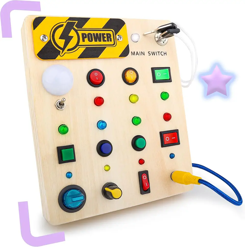 Montessori Busy Board With Switch Control Wooden Toddler Toys Sensory Travel Activities Toys For Kids Puzzle Early Learning Toys 4