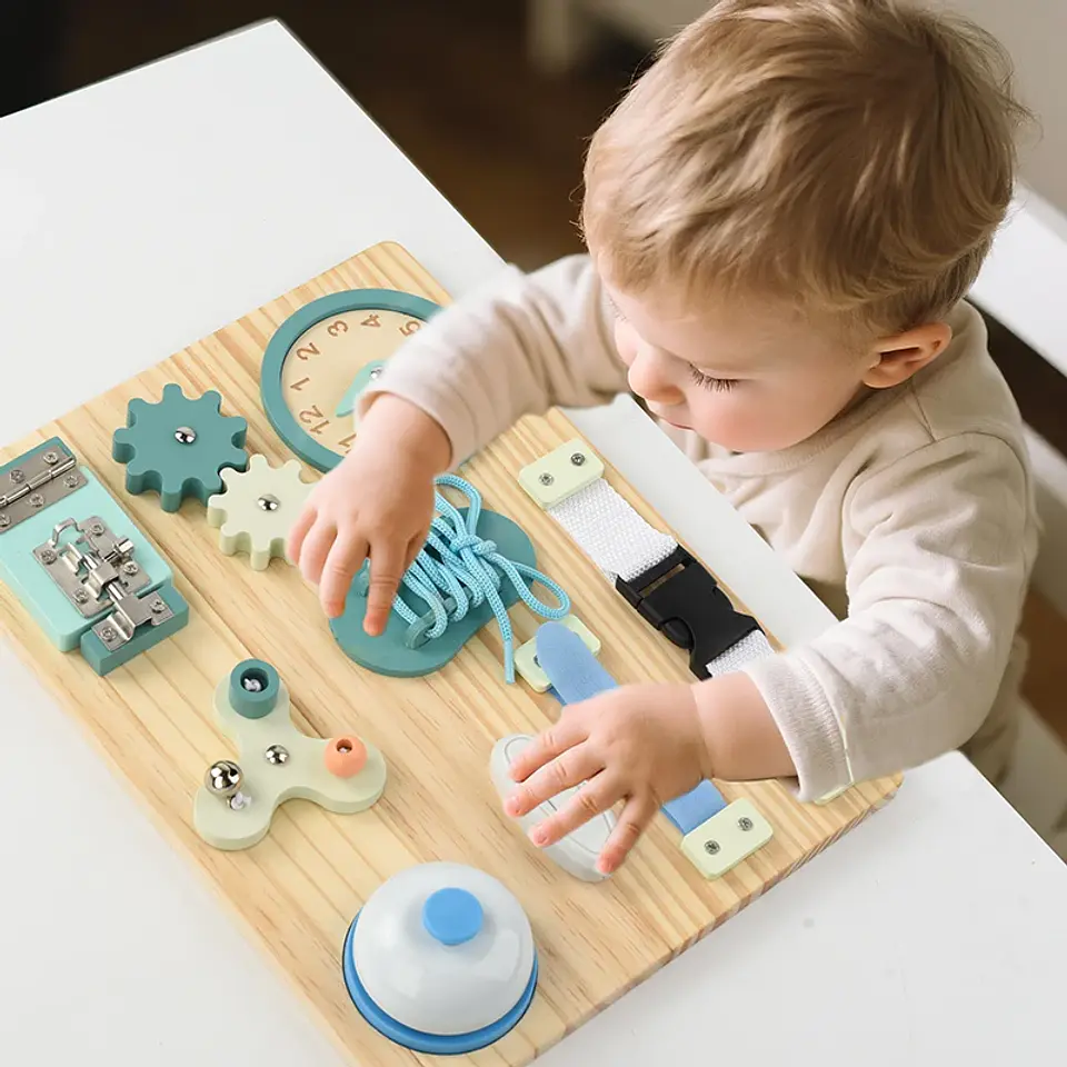 Montessori Busy Board for Toddlers Wooden Activity Sensory Board for Fine Motor Skills Travel Educational Learning  Toys for Kid 6
