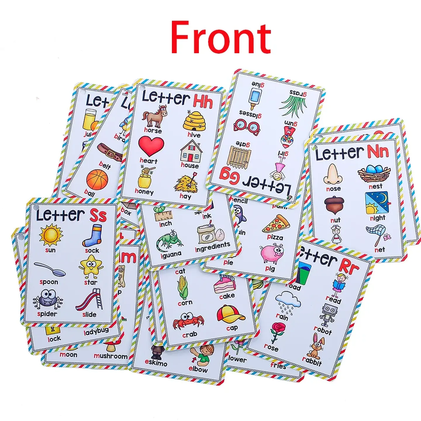 Montessori A - Z English Alphabet Cards with Phonics Words, Ideal for Early Development Educational Toys for Kids Teaching Aids 5