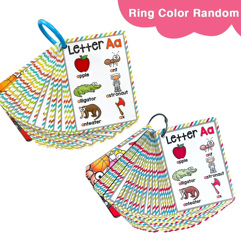 Montessori A - Z English Alphabet Cards with Phonics Words, Ideal for Early Development Educational Toys for Kids Teaching Aids 6