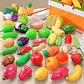 Montessori House Play Cutting Fruits Pitaya Vegetables Pretend Simulation Kitchen Classic Game Educational Toy for Children Gift - Thumbnail 2