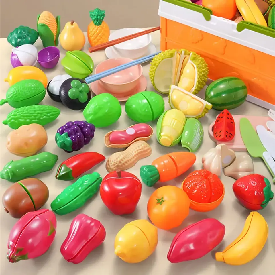 Montessori House Play Cutting Fruits Pitaya Vegetables Pretend Simulation Kitchen Classic Game Educational Toy for Children Gift 2
