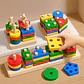 Montessori Toy Wooden Building Blocks Early Learning Educational Toys Color Shape Match Kids Puzzle Toys For Children Boys Girls - Thumbnail 1