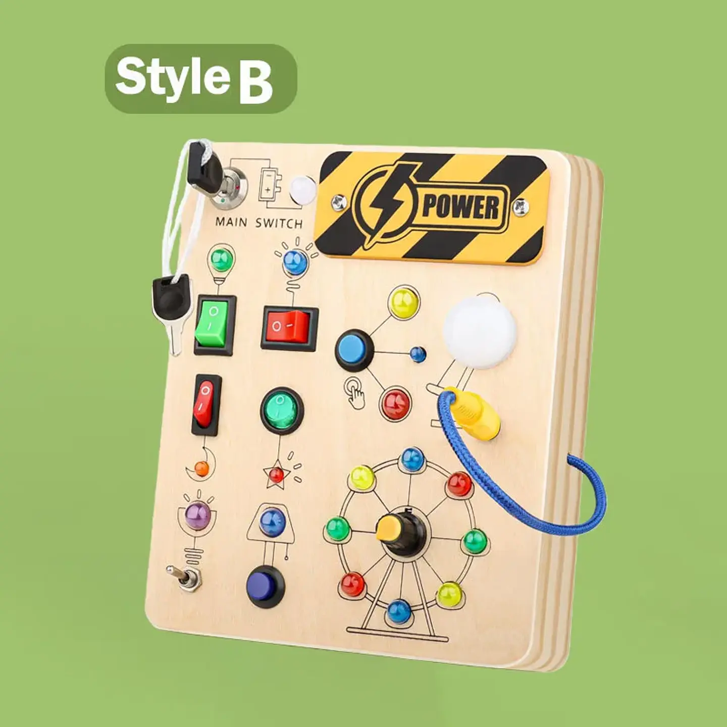 Montessori Busy Board With Switch Control Wooden Toddler Toys Sensory Travel Activities Toys For Kids Puzzle Early Learning Toys 8