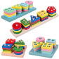 Montessori Toy Wooden Building Blocks Early Learning Educational Toys Color Shape Match Kids Puzzle Toys For Children Boys Girls - Thumbnail 2
