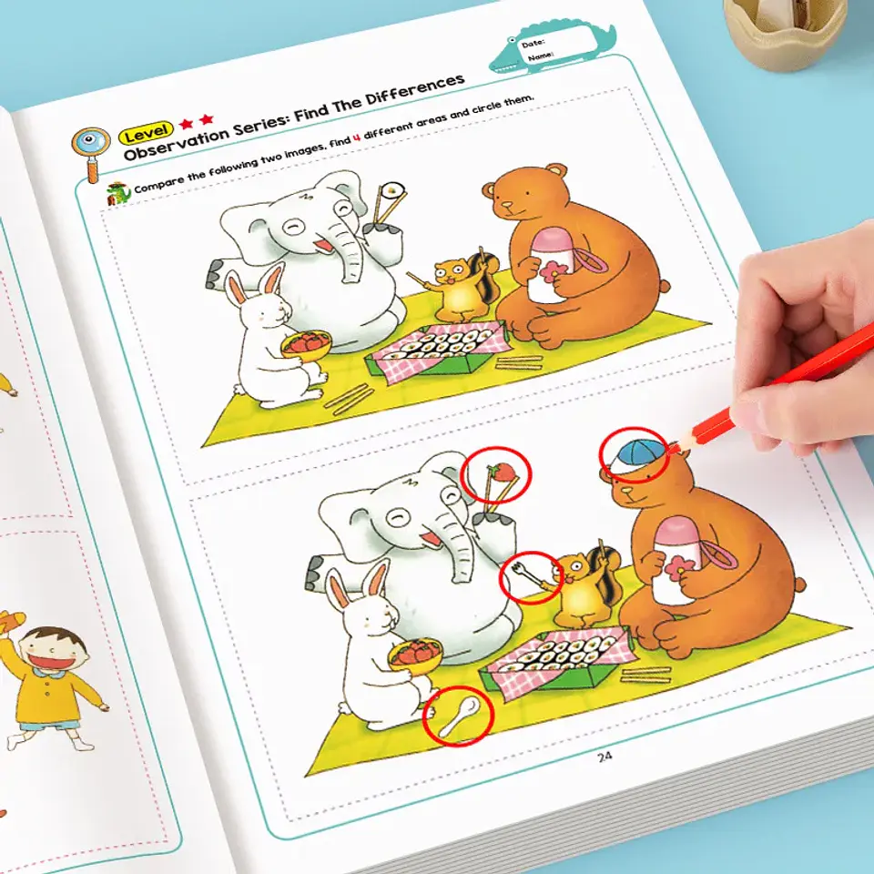 Montessori Look And Find Different Game Improve Visual Perception Skills Toddler Early Education Colorful Learning Book for Kids 3