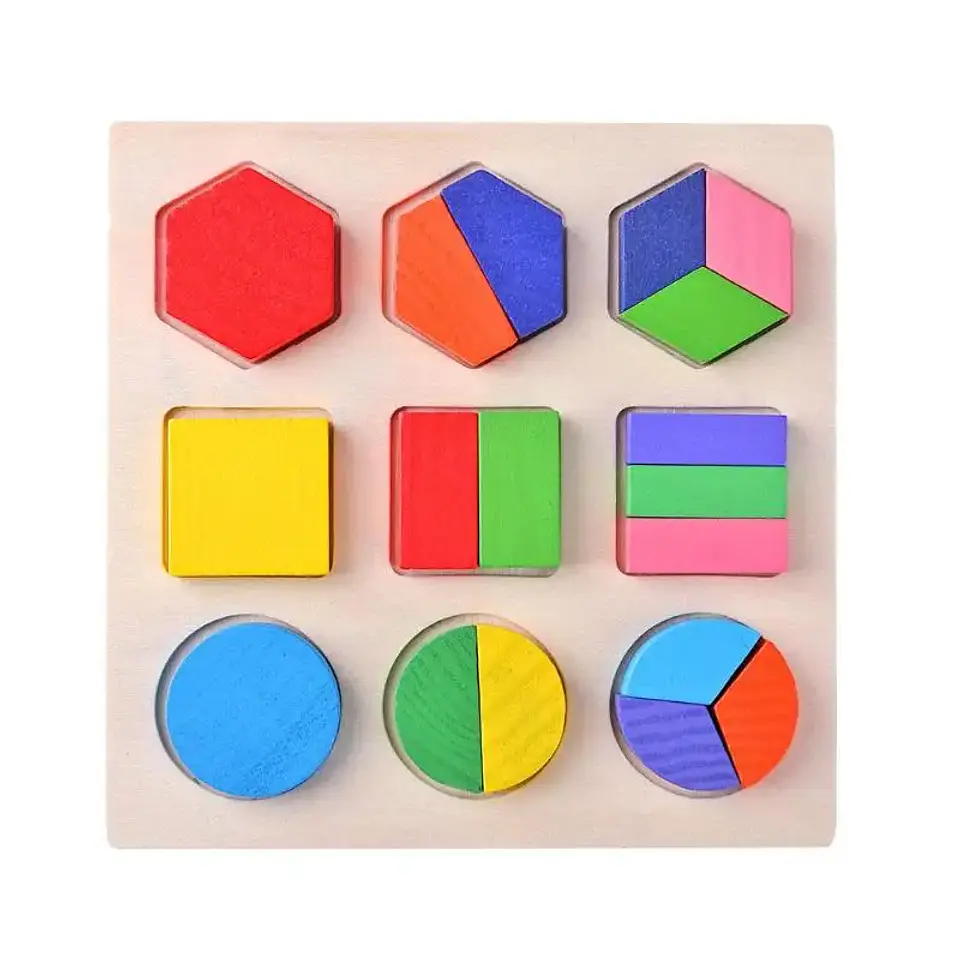 Wooden Geometric Shapes Montessori Puzzle Sorting Math Bricks Preschool Learning Educational Game Baby Toddler Toys for Children 7
