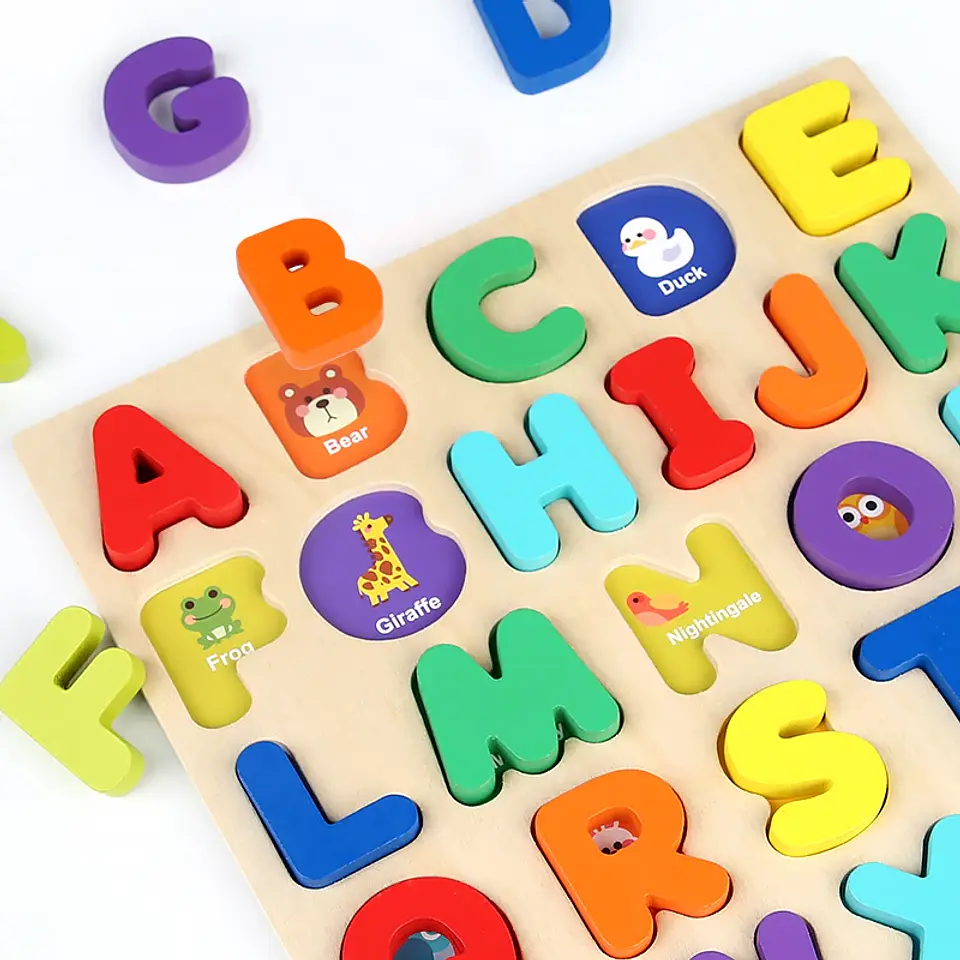 Montessori Wooden Puzzle for Children - Alphabetic Arithmetic Number Geometric Shapes Educational Game Toy for Preschool Learnin 1