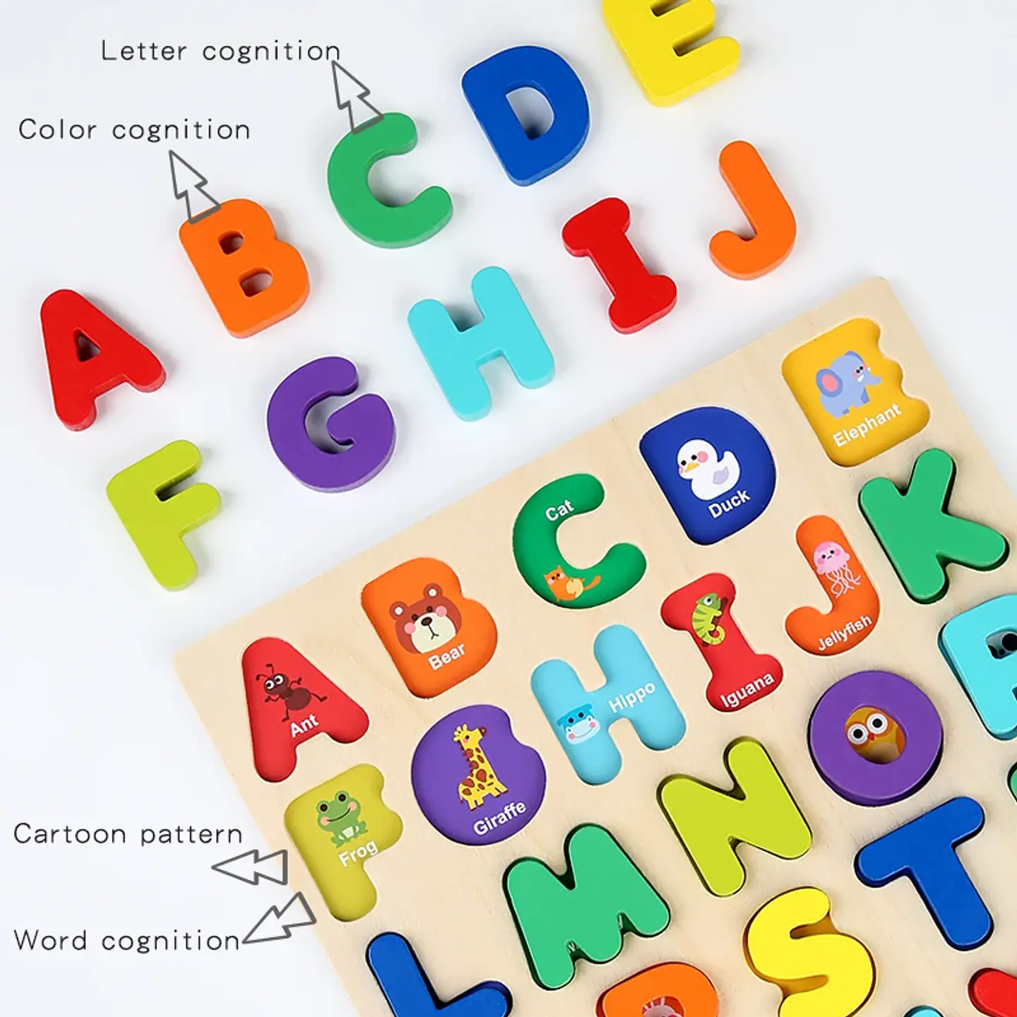 Montessori Wooden Puzzle for Children - Alphabetic Arithmetic Number Geometric Shapes Educational Game Toy for Preschool Learnin 3
