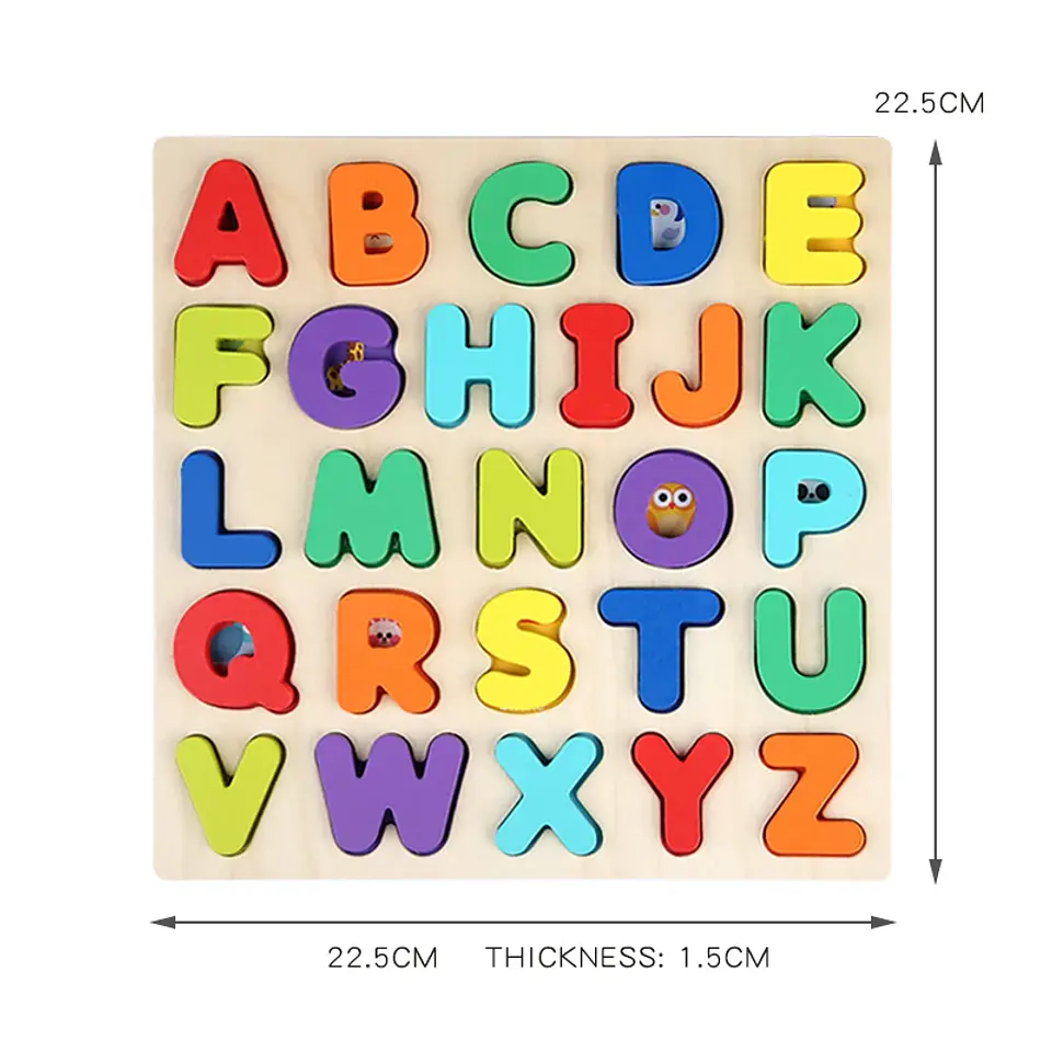 Montessori Wooden Puzzle for Children - Alphabetic Arithmetic Number Geometric Shapes Educational Game Toy for Preschool Learnin 4